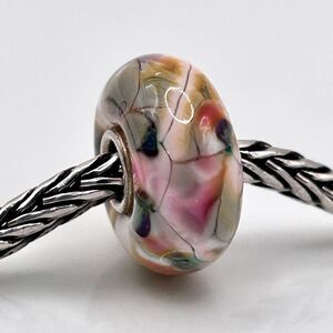 Summersday Artisan Trollbeads Style Trollstone Pale Pink Yellow GreenGray Mosaic